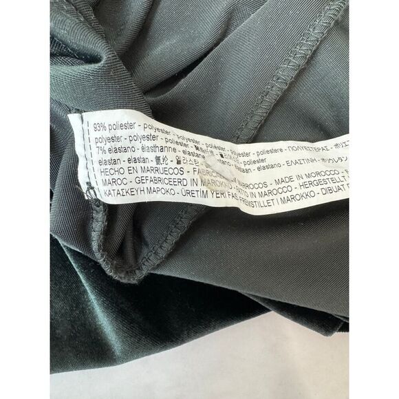 Zara Velvet Dark Green Off Shoulder Dress Midi Body Con - Size XS - Picture 6 of 8